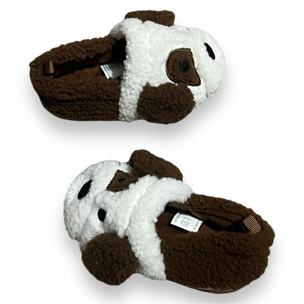 2 Pairs- Wonder Nation Plush Puppy Dog Kids Toddler Size 5-6 Slippers